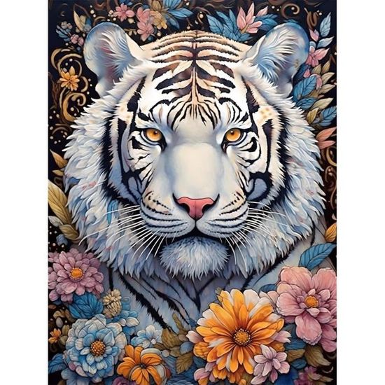 5D Diamond Painting Kit Complet Tigre, Carré Diamond, Diy 4 Pack