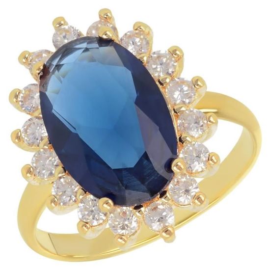 Bague Marquise Soleil Bleu \u0026 Blanc Plaqué Or 750 Jaune Bleu - Achat / Vente  bague - anneau Plaqué or Doré Oxyde de zirconium - Cdiscount