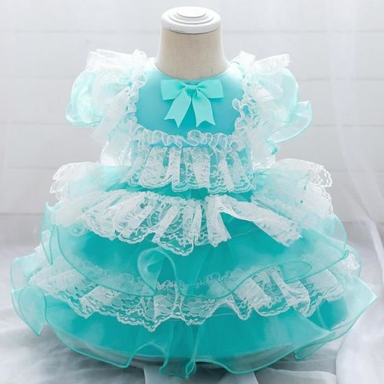 Jup'Elle Robe De Fille Dentelle Blanc - Tenue De Fête Mariage Baptême - Taille 3 Mois à 8 Ans - Manches Longues Volants