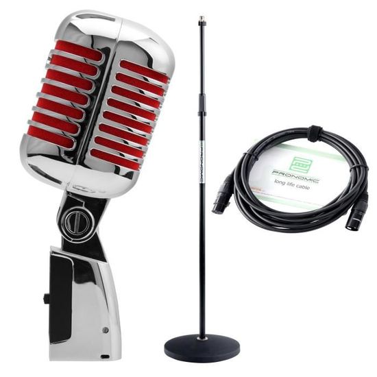 Microphone vocal dynamique rétro classique, microphone de bureau vintage,  angle réglable, micro à condensateur filaire rétro Plug and Play pour scène