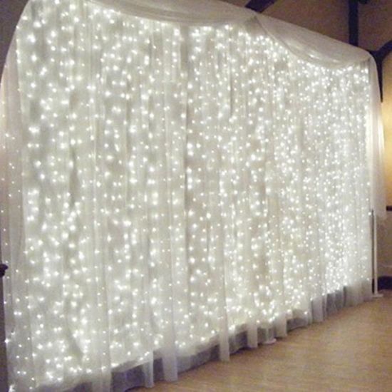 3m * 3m LED rideau lumineux Guirlande lumineuse LED cascade glace bande  lumière mise en page de fond décoration de mariage Blanc - Cdiscount Maison