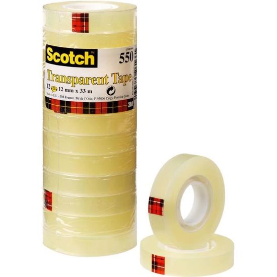 Ruban adhésif Scotch® 550 Scotch 5501233 transparent (L x l) 33 m x 12 mm acrylate 12 pc(s)