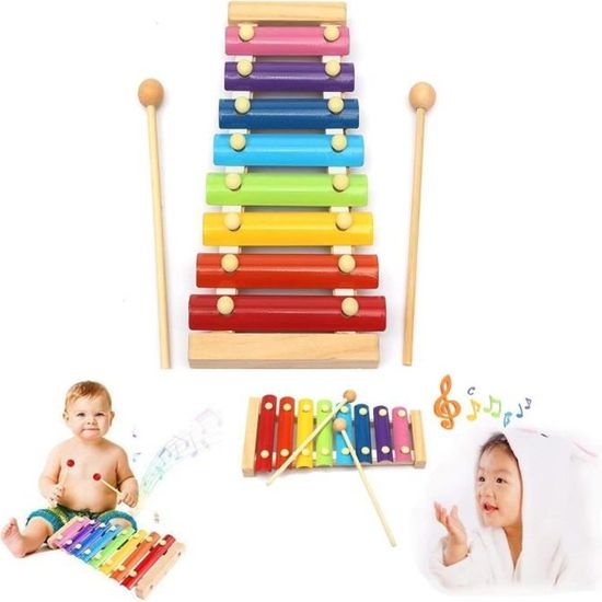 Pine Bois LAAT Xylophone Jouet Instrument en Bois 8-Notes Clavier Multicolor Jouets Musicaux Éducatif/Wisdom Développement du Enfants Bébé 