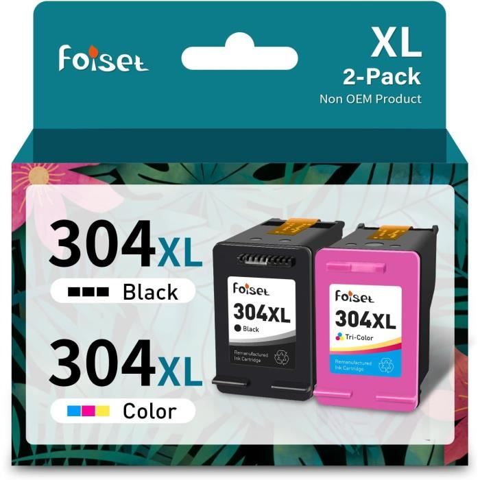 2 Cartouches D'encre Noire 304 XL Compatibles HP Envy 5030 - Haute Capacité, Non-OEM, Best Office Supplies