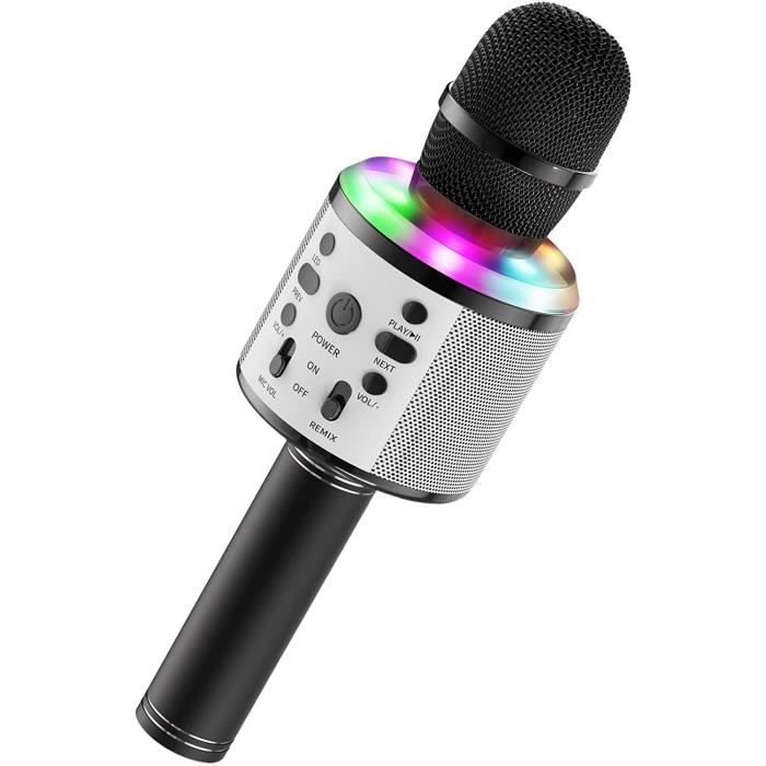 lumières et voix effets Mi-Micro Bluetooth Karaoke Microphone avec support téléphone