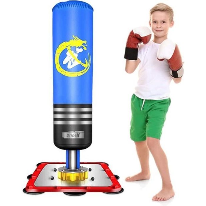 Sac de frappe sur pied boxing Punching Ball enfant 120cm - Bleu