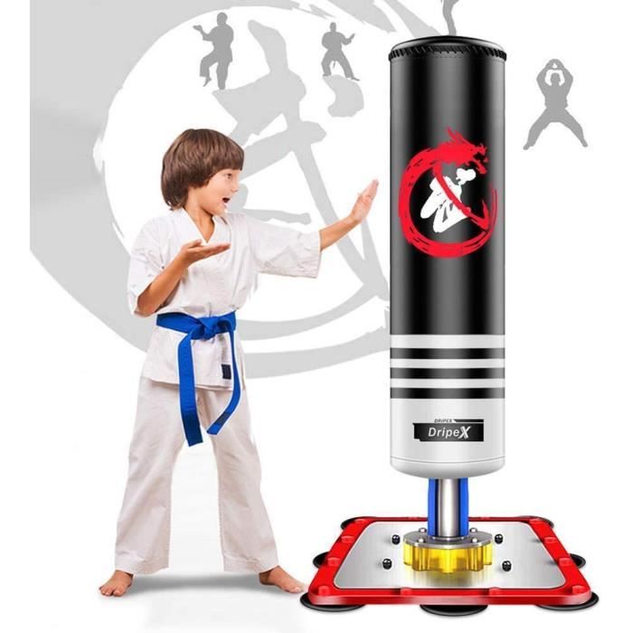 Dripex Sac de Frappe Enfant Sac de Boxe sur Pied Punching Ball 120 cm Cadeau Noël - Noir