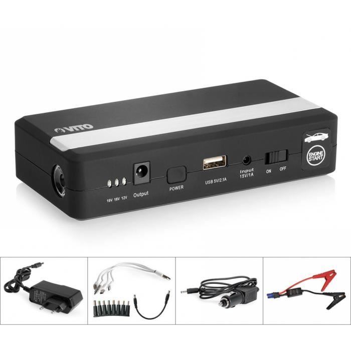 Chargeur booster VITO powerbank smartphone auto/moto 14000 mAh + démarreur auto/moto