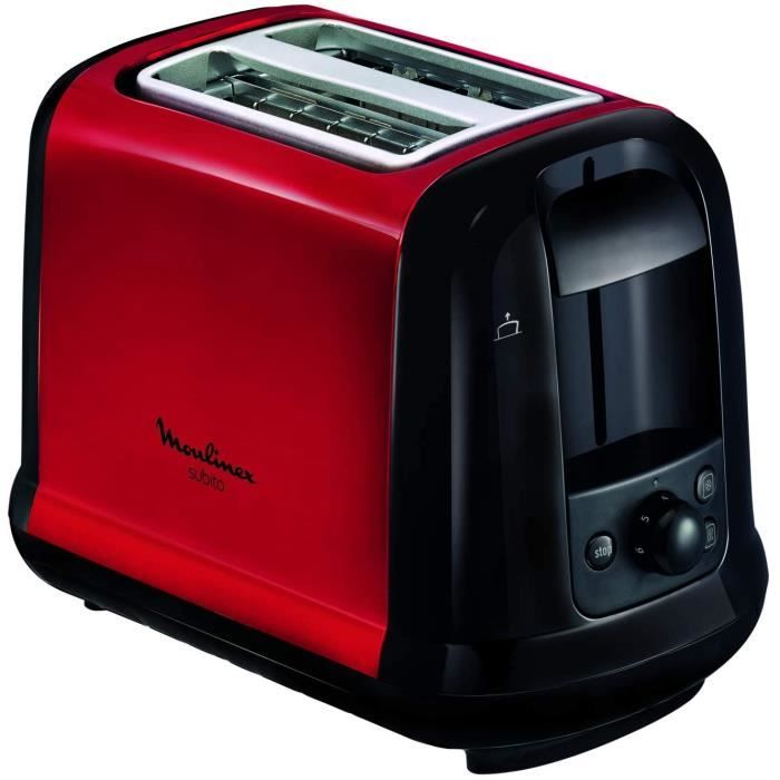 MOULINEX Subito Grille pain 2 fentes rouge toaster Thermostat 7 position Décongetaion Rechauffage Remontrée extra haute LT260D11