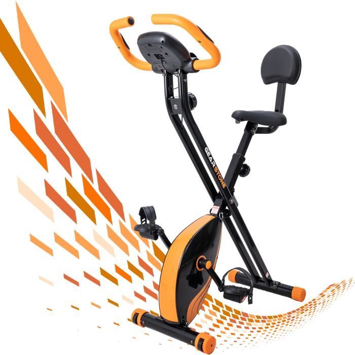 GEARSTONE Vélo d’appartement pliable CS-2, Vélo de fitness à domicile, rangement et déplacement facile, 8 niveaux de résistance