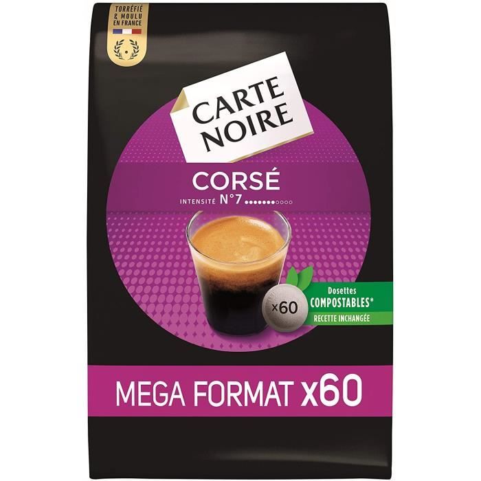 Expresso Corsé N°7, Café en Dosettes Compostables Compatibles Senseo, Paquet de 60 dosettes souples