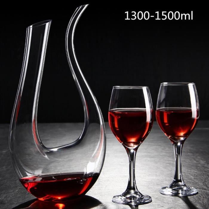 Carafes vin,U forme sans plomb Premium cristal verre Carafe à vin cristal clair aérateur de vin verre Carafe à vin Grade B (1300