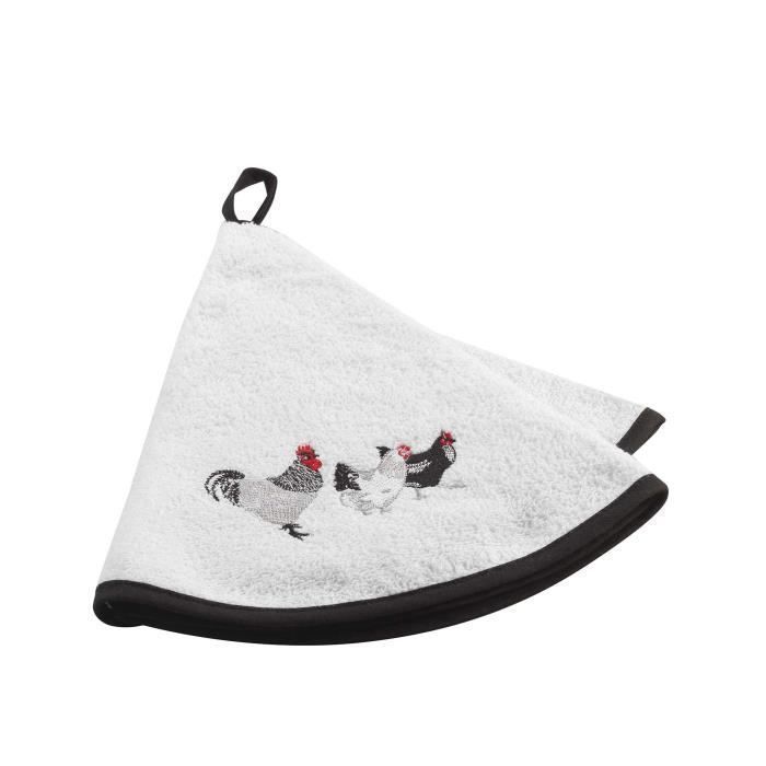 CDaffaires Essuie-main rond (0) 60 cm eponge brodee auberge Anthracite