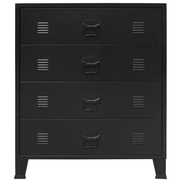 CEN Commode à tiroirs Métal Style Industriel 72 x 34 x 18 cm Commodes Noir 9375305507884