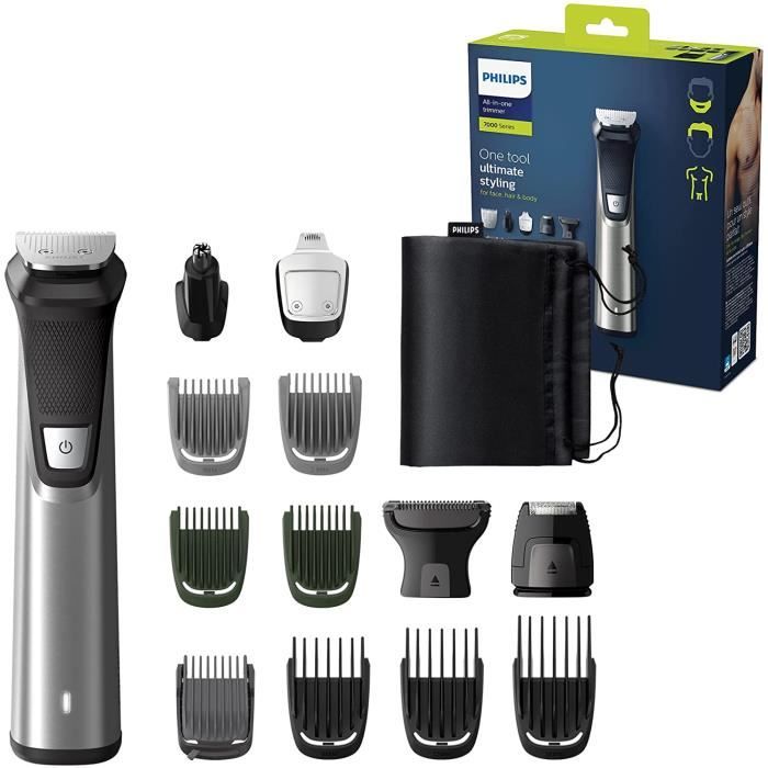 Philips MG7745/15 Tondeuse Multi-styles Series 7000 14-en-1 Visage, Cheveux et Corps, 14 accessoires