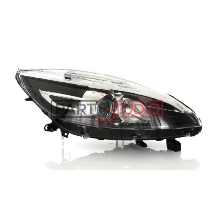 Optique, phare feu avant droit passager, Renault Scenic 3 III de 01/12 à 09/16 - H7+H7 élec