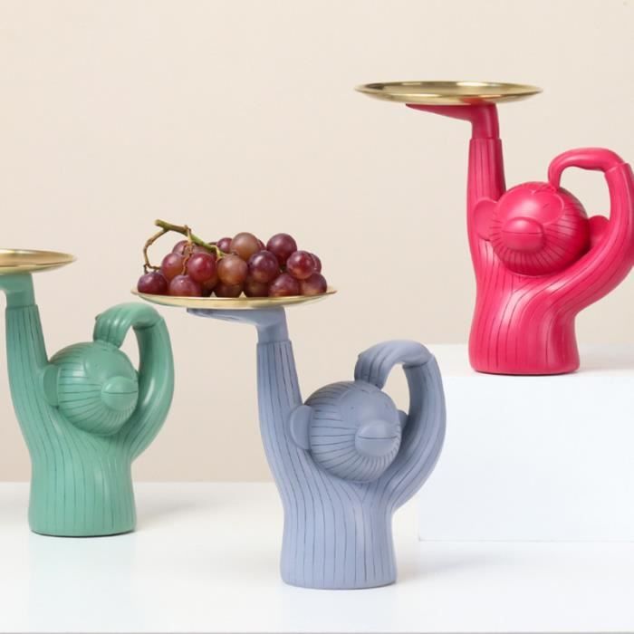 1pc Snack Plate Desktop Storage Resin Parure de bureau Singe Shape Design for Living Room (Random Color) ASSIETTE - PLATEAU REPAS