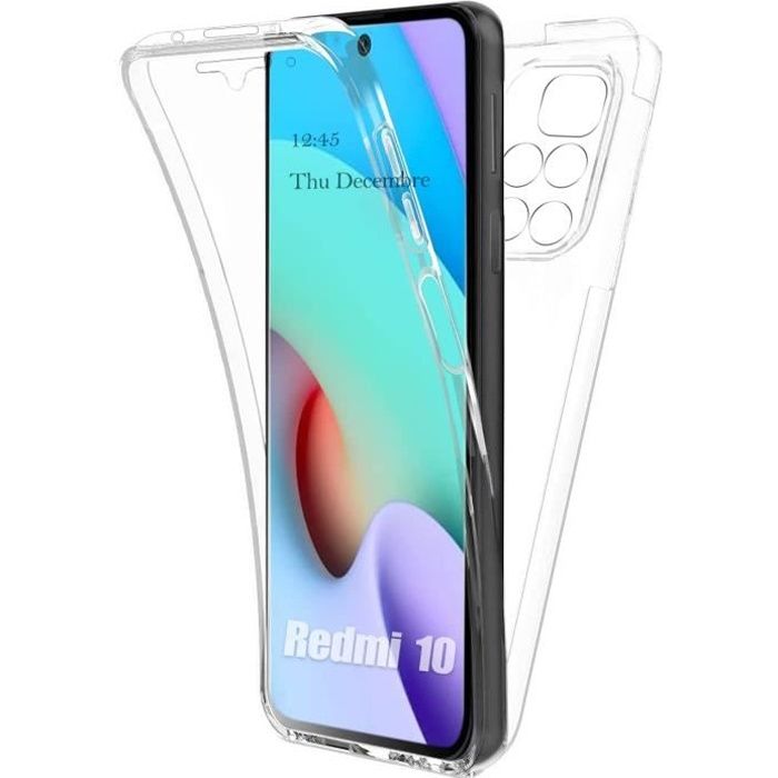 Coque Xiaomi Redmi 10,AURSTORE Housse Etui Pochette 360 Degré,Protection intégrale Avant + Arrière en Rigide