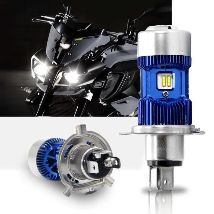 Moto Ampoule Lampe H4/HS1/P43t Phare LED Hi /Lo Faisceau Winpower 360 ° Xenon Blanc 4000lm pour Harley Honda Yamaha Suzuki Kawasaki