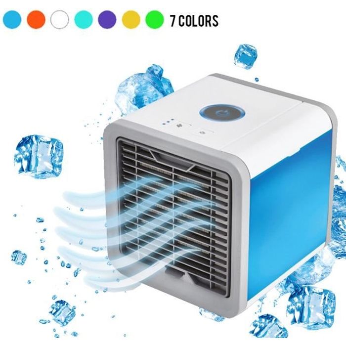 YOLISTAR Climatiseur portable - Mini Refroidisseur d'Air avec 3 Vitesse, 4 en 1 Fonction - Ventilateur de Personnel avec 7 couleurs