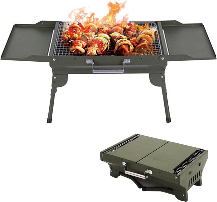 Barbecue Pliable Portable au Charbon de Bois Noir - Voyage, Pic Nic