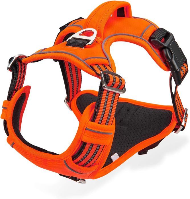 Meilleurs prix pour Harnais anti-traction pour chiens de grande taille, harnais réfléchissant réglable, harnais orange pour chien