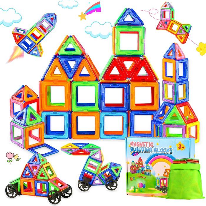 Blocs De Construction Magnétiques - Jeu Éducatif STEM, Carrelage Magnétique Pour Enfants 4-12 Ans