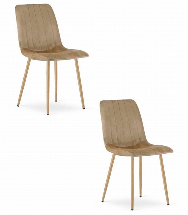 Chaises velours - LAVA - Lot de 2 - Design rétro - Pieds métal - Confort optimal