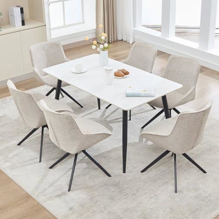 DYHOME Lot de 6 Chaises de Salle à Manger Chaise Pivotante Sans Accoudoir Ensemble de Chaises en Métal Gris