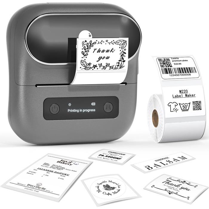M220 Imprimante DÉtiquettes Thermique Bluetooth Étiqueteuse Pour Codes À BarresAdresseMaisonPetites EntreprisesVêtementsLarg
