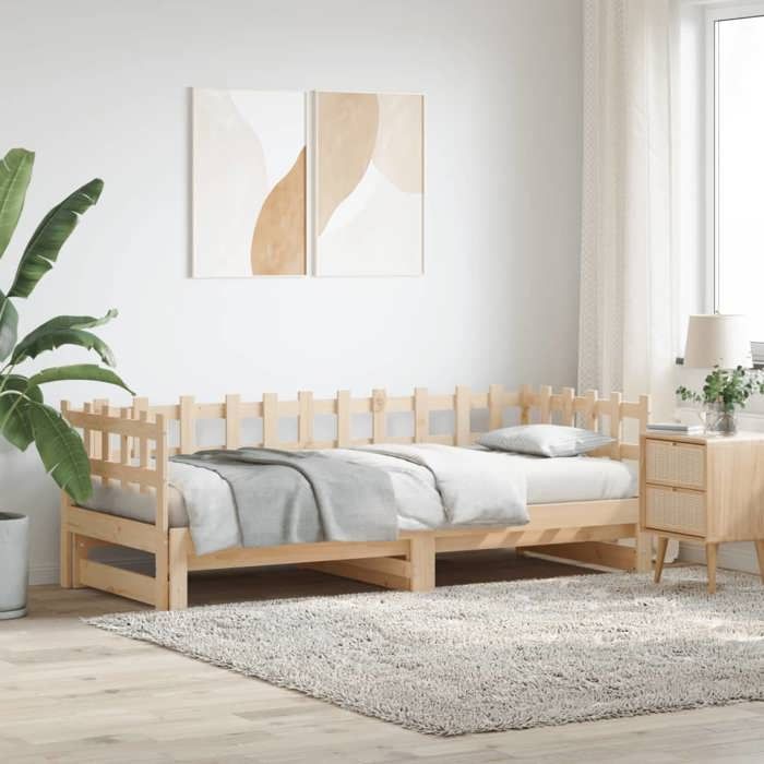 Lit coulissant - VIDAXL - plds928699 - Bois massif - 2 places - 90x200 cm