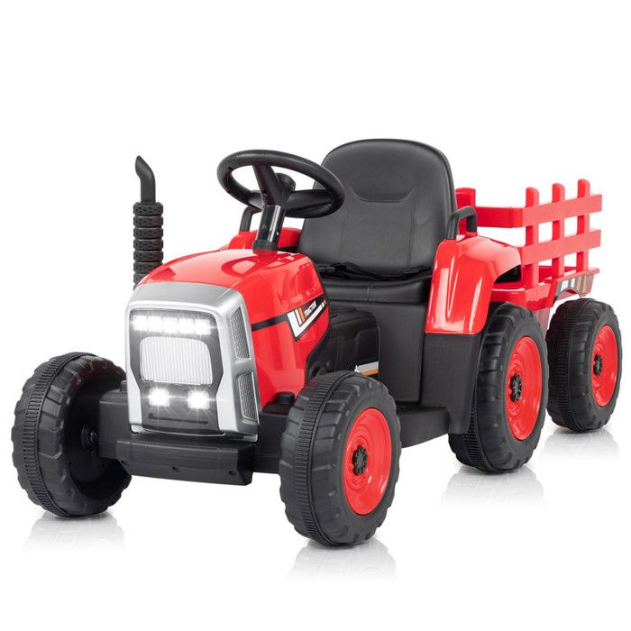 Tracteur électrique enfant 12V - LALAHO - LALAHO - Télécommande 2.4G - Remorque incluse - Batterie 12V 7Ah