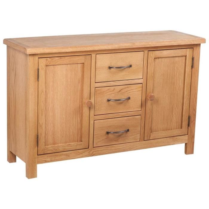 Buffet bas - HELLOSHOP26 - 110 cm - Bois de chêne - 3 tiroirs - Style classique Buffet bas - HELLOSHOP26 - 110 cm - Bois de chêne - 3 tiroirs - Style classique