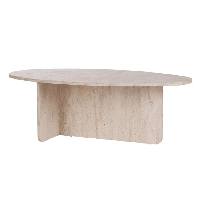 CALICOSY - Table basse avec plateau ovale L125 cm - ANNA - Travertin