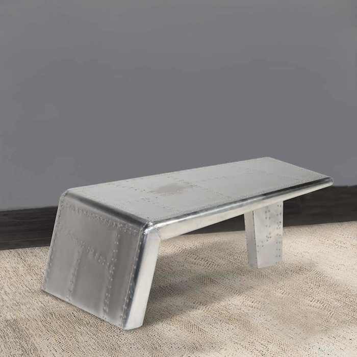 Table basse style avion vintage - vidaXL - Aluminium poli - 95x55x35 cm - Argent - Aspect industriel