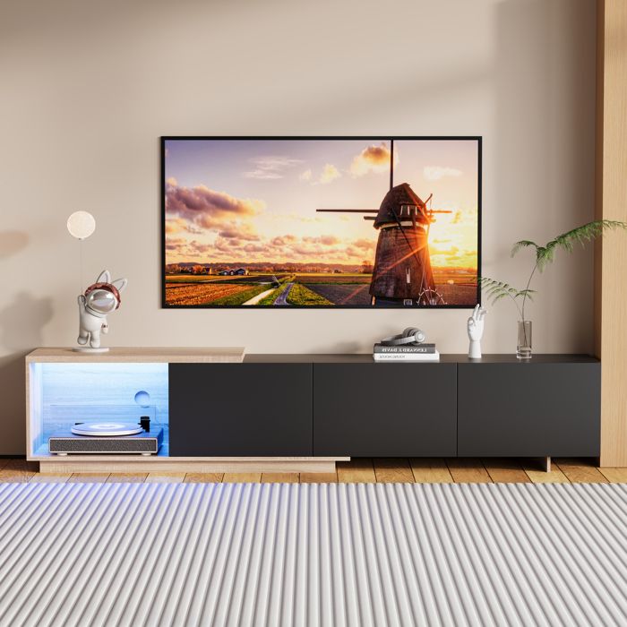 Meuble TV 140x40x30 cm, longueur réglable (260x40x30 cm), pivotant