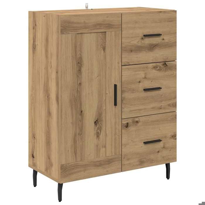 Buffet bas en chêne artisanal - vidaxl - 69 5x34x90 cm - Capacité de rangement généreuse - Bois dingénierie et fer