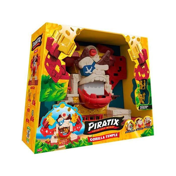 Temple Gorille de jeu - PIRATIX ADVENTURE WORLD - 47.5x16.5x36.6 cm - 9 pièces - Totem doré - 2 Piratix exclusifs