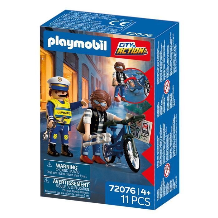 Jeu de construction - PLAYMOBIL - 72076 - Policier et voleur - Vélo inclus - À partir de 6 ans