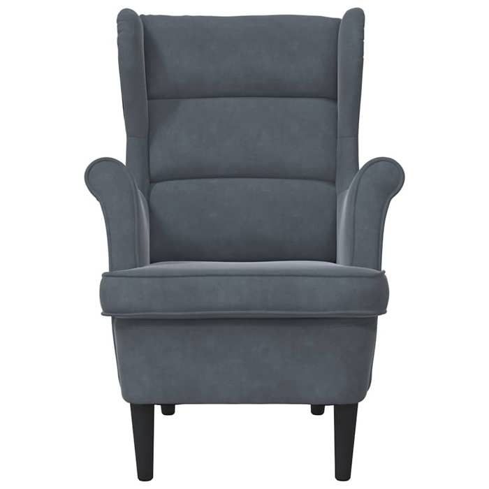 Fauteuil en velours - MEUBLECHIC - Gris foncé - 74x84x100 cm - Velours doux au toucher - Rembourrage confortable