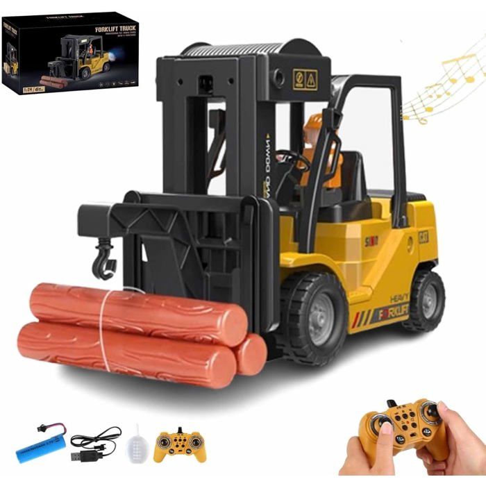 MagiDeal Chariot élévateur RC 1:64 – Alliage, Application Mobile, Lumières, Son, Pour Chantier Miniature