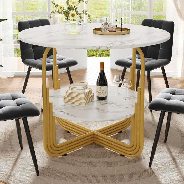 Table à manger ronde 80x80x76 cm pieds réglables FloraGrace