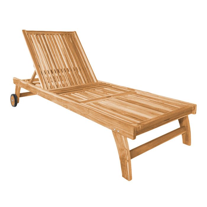AXI Wayne Chaise Longue avec Roulettes en Bois de Teck Transat avec Dossier Réglable - 4 Positions Bain de soleil pour