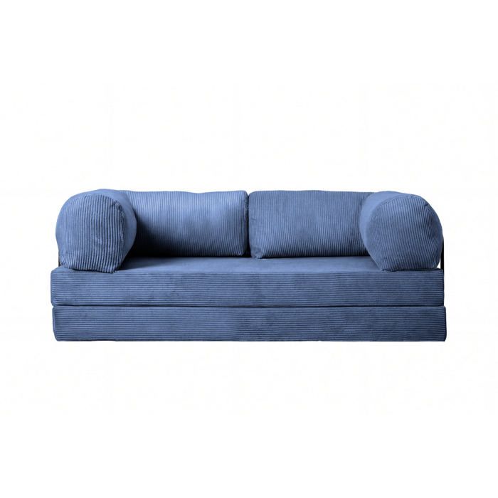 COSIMA - Canapé droit convertible velours côtelé 3 places Bleu COSIMA - Canapé droit convertible velours côtelé 3 places Bleu