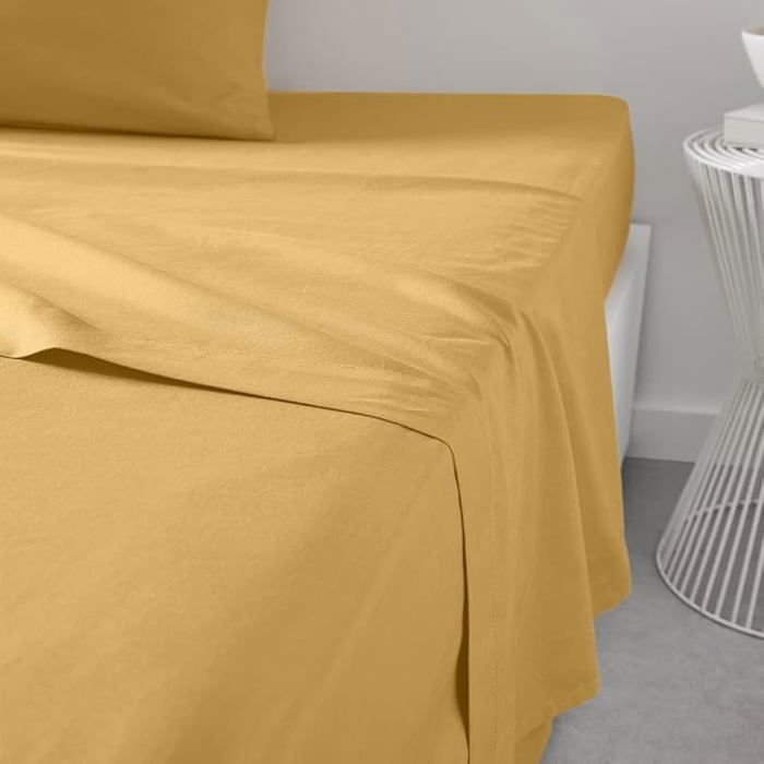 Drap Plat 2 Personnes 240X300 cm Coton Ocre 240 x 300 cm Ocre