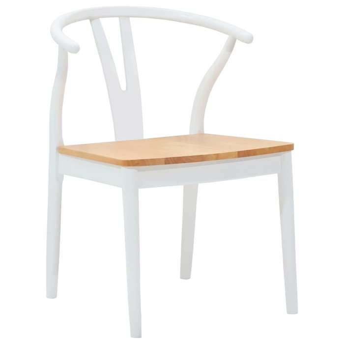Confortable Chaise de salle à manger (2 pcs) Applications larges 110 kg par siège Blanc et Naturel__21150