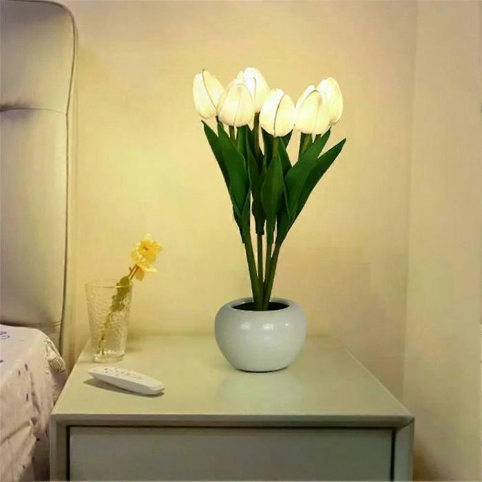 Lampe de table effet tulipe décoration dhôtel tendance 2023 veilleuse LED pour chevet salon jardin.