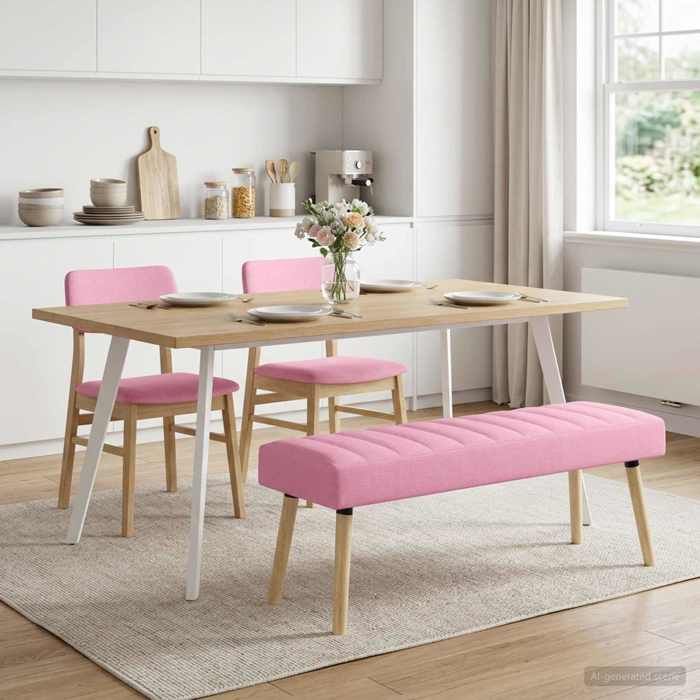 Meuble de couloir - Banc capitonné canal Rose 110x40x46 cm Tissu - design élégant - pour maison(78522）