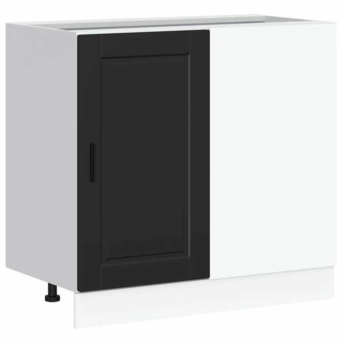 Noir Meuble bas de cuisine - HUABLBO - « Porto » en bois dingénierie noir &2518
