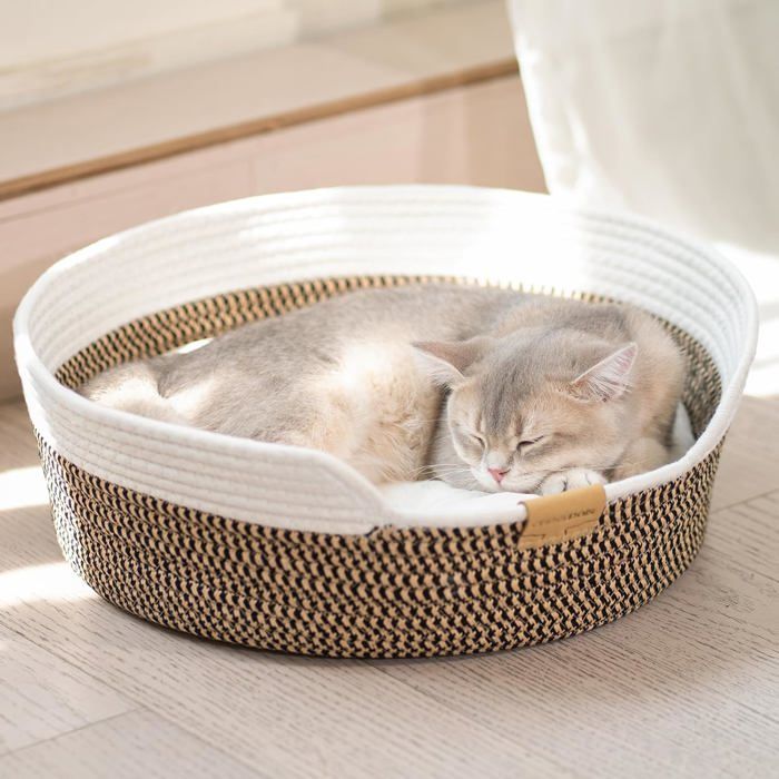 Panier Chat Tressé En Corde Lit Pour Chat Respirant Au Design Artisanal Panier Rond Et Douillet Pour Toutes Saisons Style